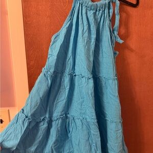 Blue Tiered Halter Dress